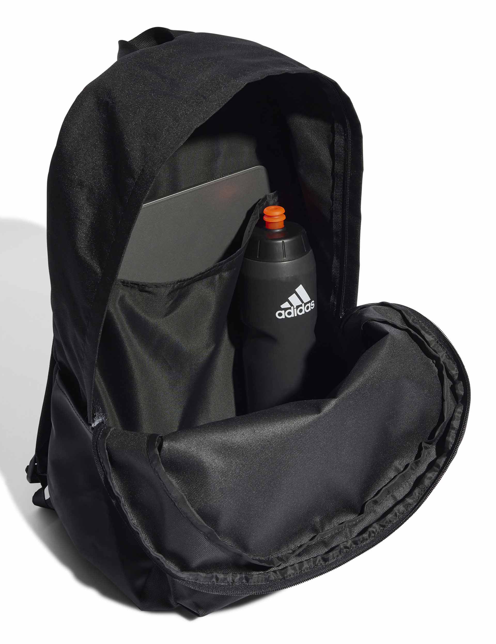 Classic 3 Bar Logo Backpack for Men & Women - Stylish Waterproof College School Backpack - Black/White - Perfect for Travel, Work & Daily Commute