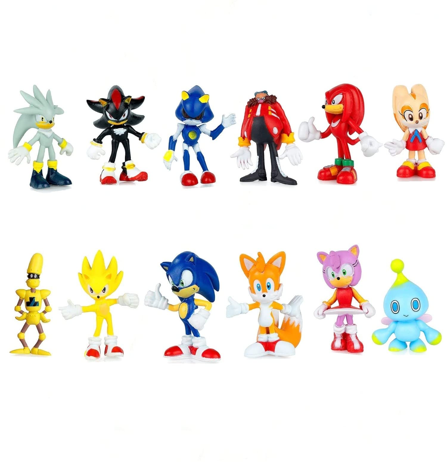 12 Pack Sonic the Hedgehog Action Figures - 1.59-2.5 Inch Collectible Toy Set - Classic Video Game Character Models for Kids & Collectors - Perfect for Playtime, Display, and Gifts