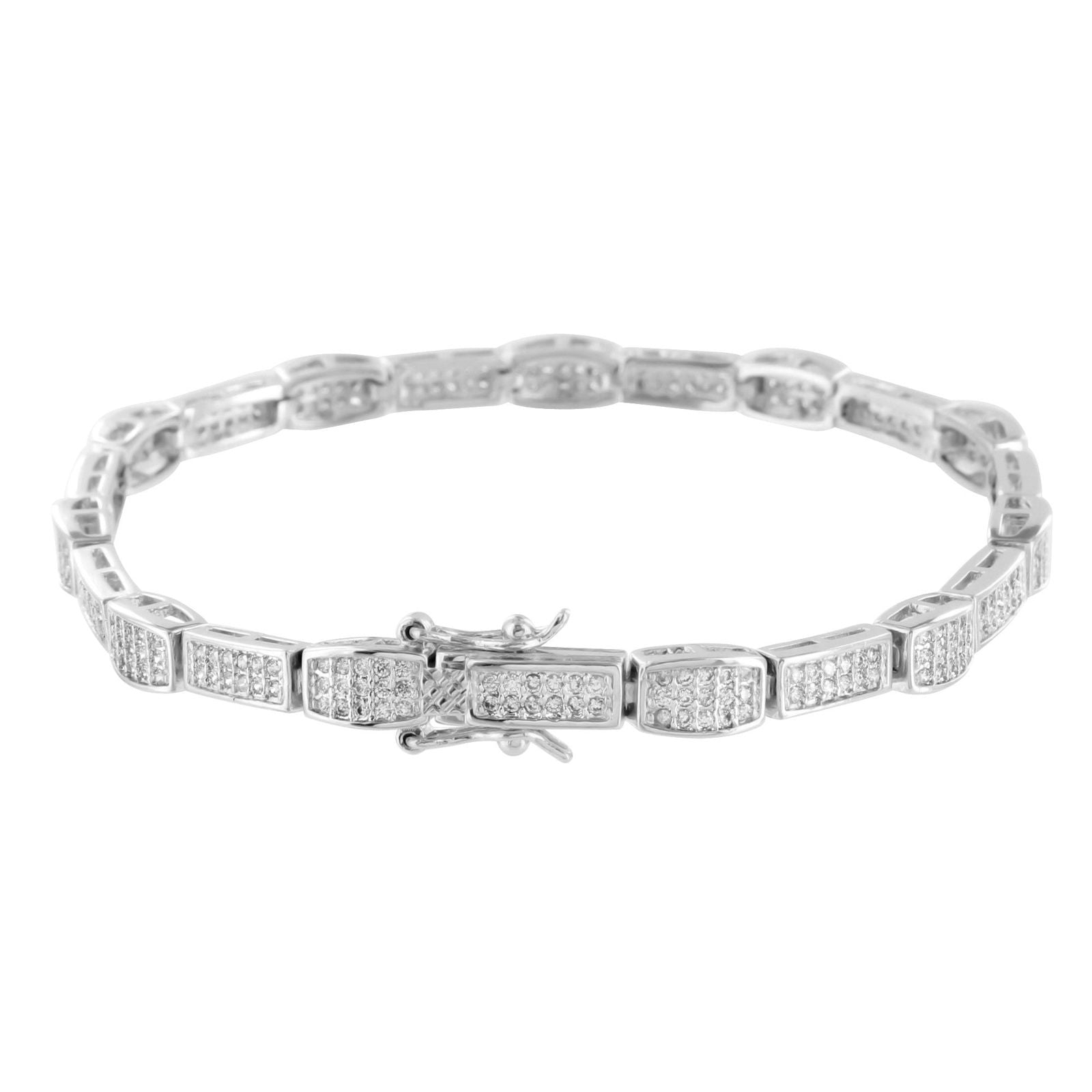 14K White Gold Plated Lab Diamond Bracelet for Women - Elegant Micro Pave Wedding, Anniversary & Evening Wear Jewelry