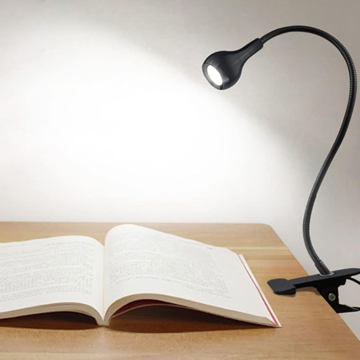 360° Adjustable LED Desk Lamp with Clamp - USB Powered Gooseneck Reading Light for Office, Study, Bedroom - Perfect for Computer Work, Night Reading & Home Office Task Lighting (Black)