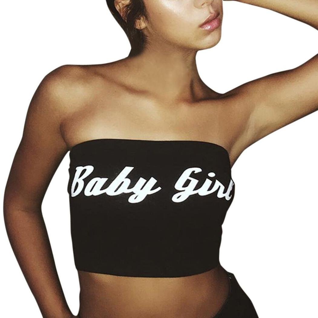 iLH Women's Sexy Fashion Letter Print Tank Tops - Casual Halter Vest & Tube Tops for Summer, Beach, Party & Workout | Sleeveless Crop Tops for Women
