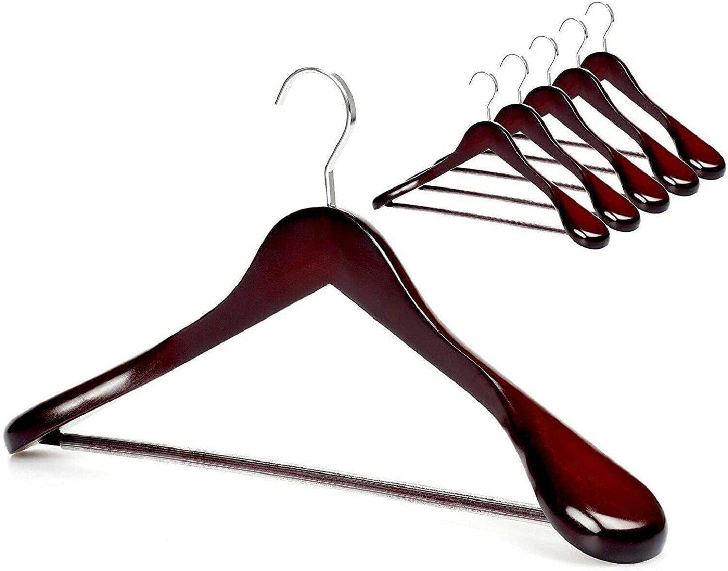 Premium Solid Wood Wide Shoulder Suit Hangers - 6 Pack Heavy Duty Wooden Coat Hangers for Closet Organization, Suits, Jackets & Dresses - Ideal for Home, Office, Wardrobe & Dorm Room Essentials