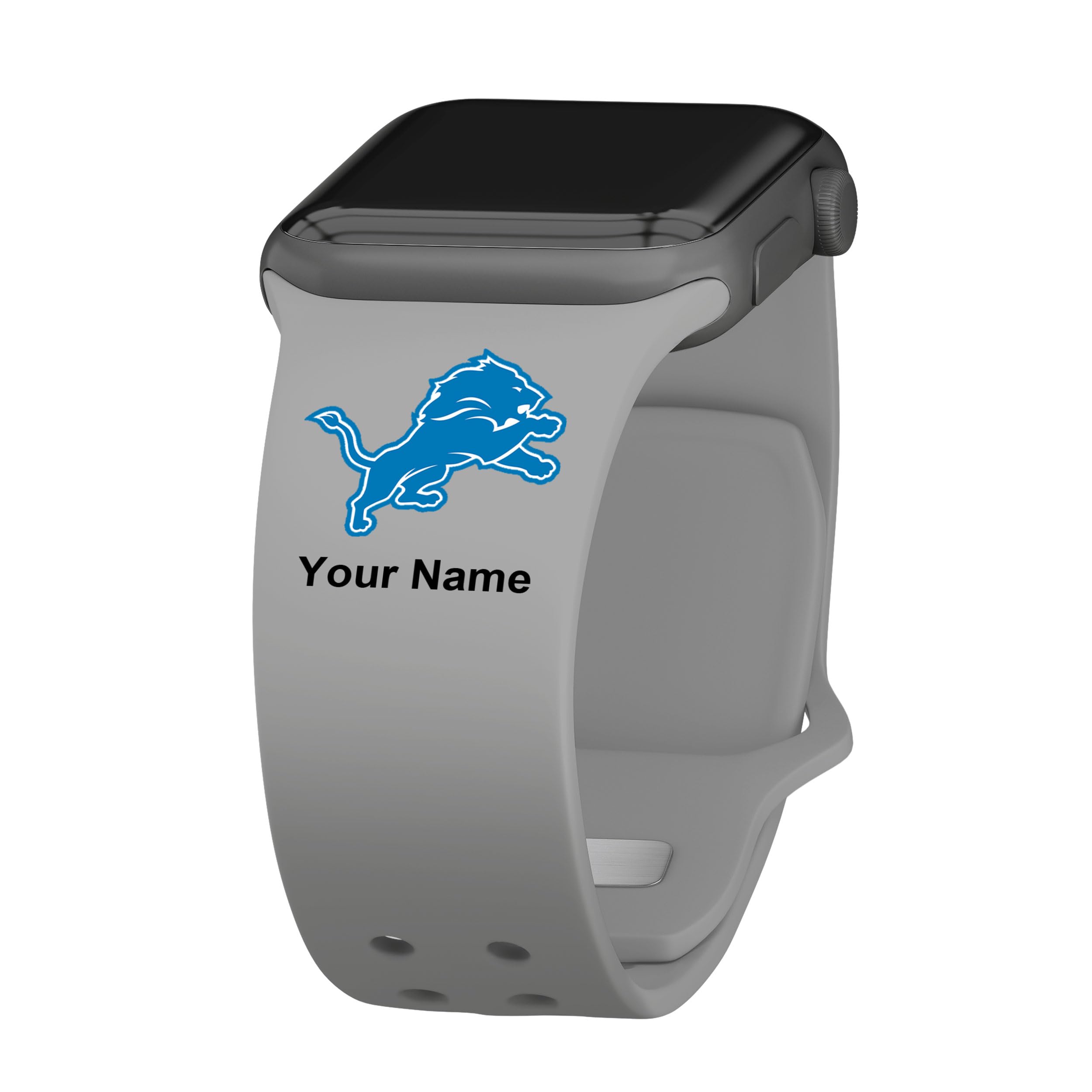 Detroit Lions HD Custom Name Watch Band Compatible with Apple Watch Series 1-9 & SE - Personalized NFL Fan Gift for Men & Women - Perfect for Game Day, Workouts & Everyday Wear