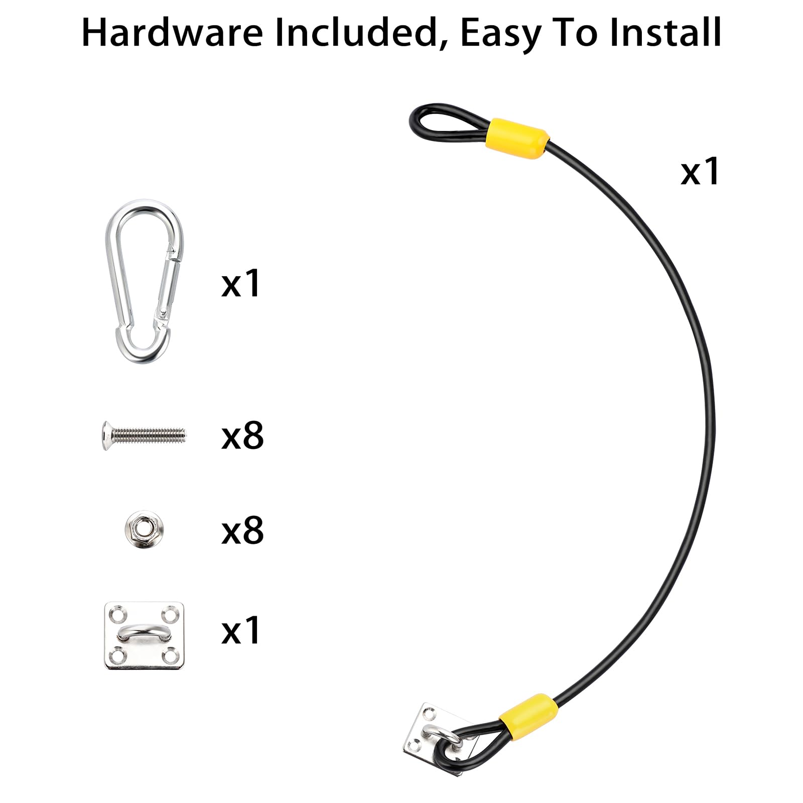 JUXYES Bear Proof Trash Can Lock - Heavy Duty Metal Garbage Bin Lid Lock for Outdoor Use | Animal-Proof Secure Lock with Durable Rubber Coated Braided Wire Rope | Perfect for Camping, Hiking, Picnics & Backyard Security