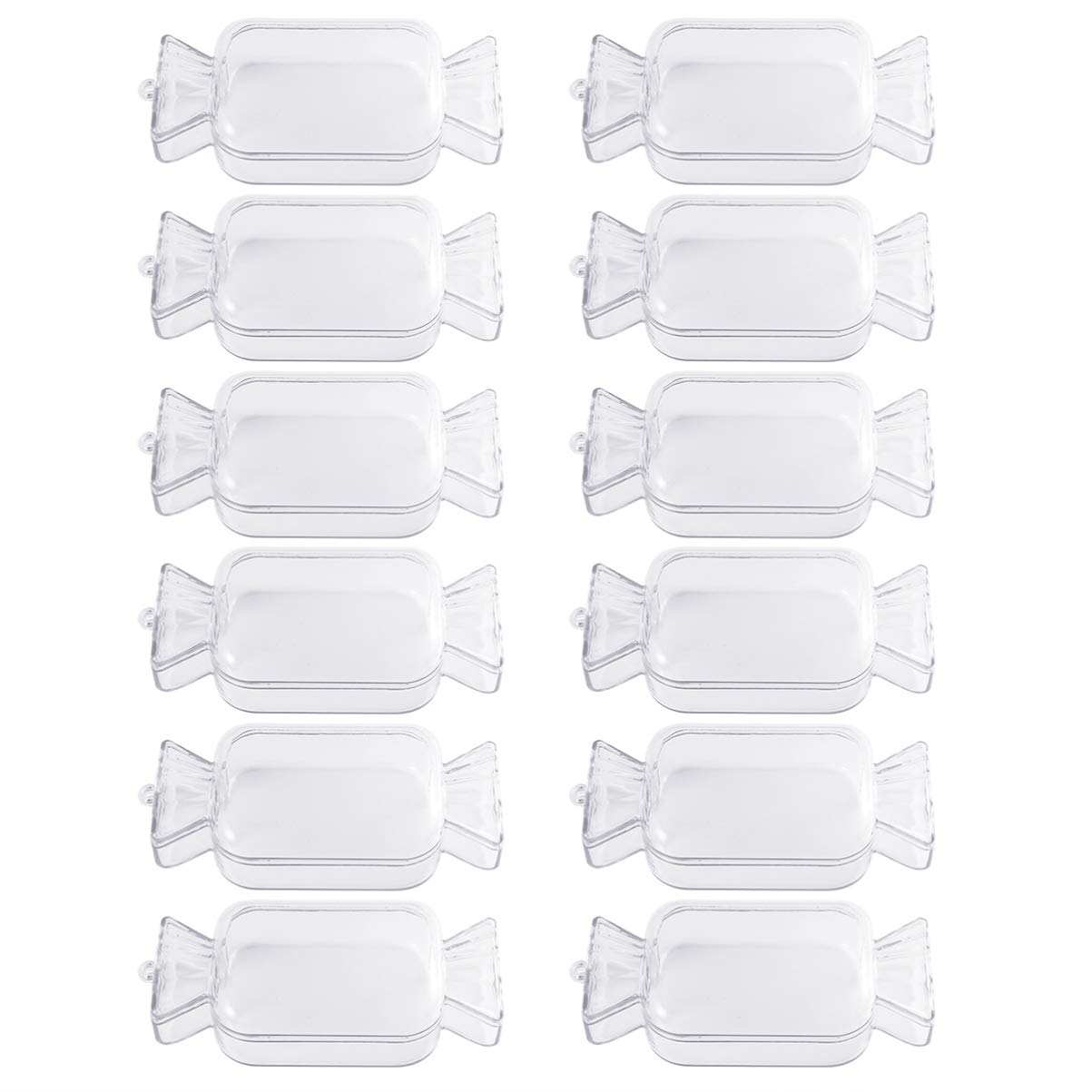 NUOBESTY 12-Piece Clear Plastic Candy Storage Containers - Small Empty Candy Boxes for Gumballs, Cookies & Snacks - Perfect for Party Favors, Dessert Displays & Kitchen Organization