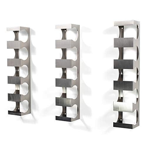 Brightmaison Alex Wall Mounted Wine Rack - Stainless Steel Bottle Holder for 15 Wines - Set of 3 for Kitchen Organization & Home Bar Storage - Perfect for Wine Cellar, Dining Room Decor, and Entertaining Guests