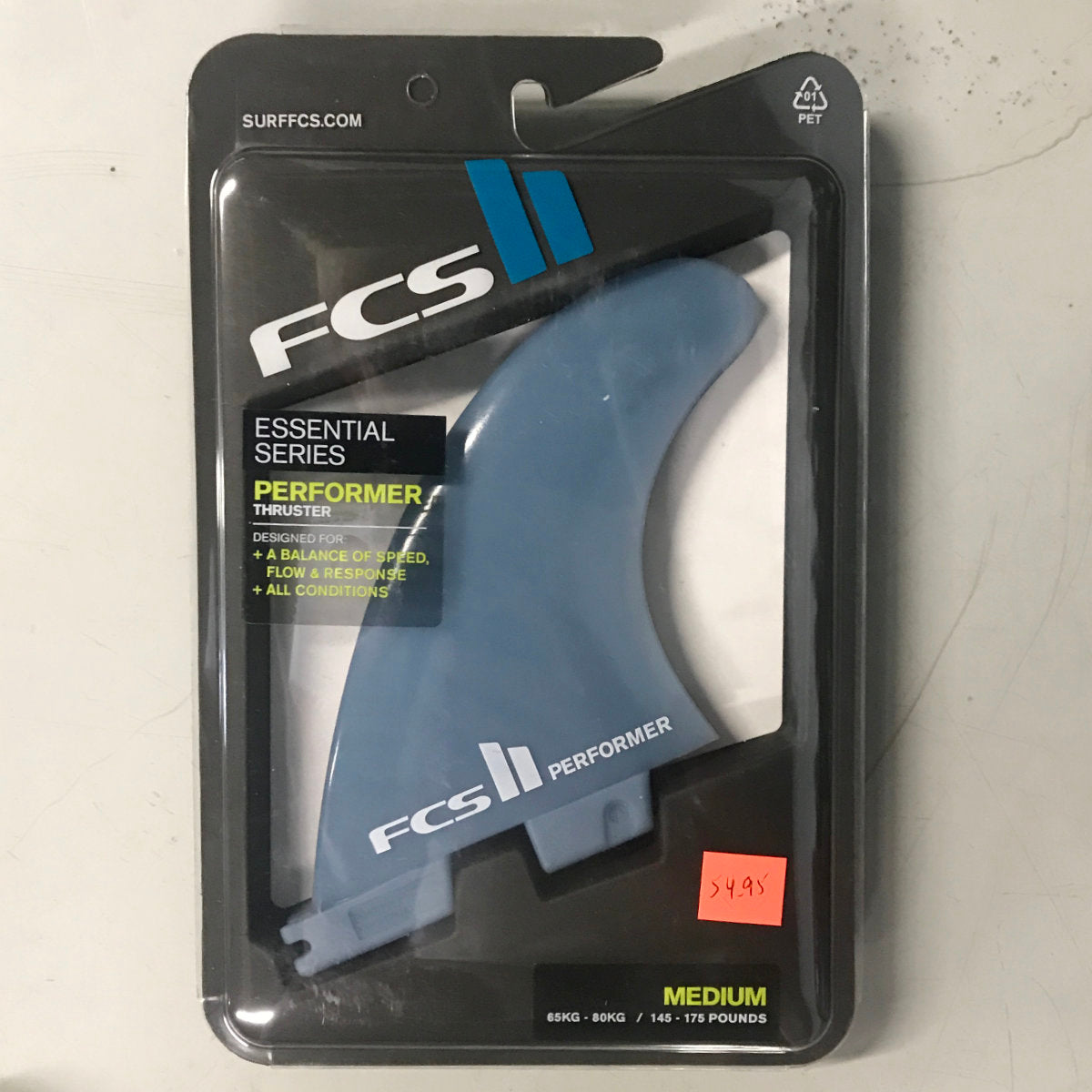 FCS II THRUSTER Performer Surfboard Fins - Glass Flex Blue - High Performance for Shortboards & Performance Surfing - Perfect for Waves, Competitions & Daily Surf Sessions