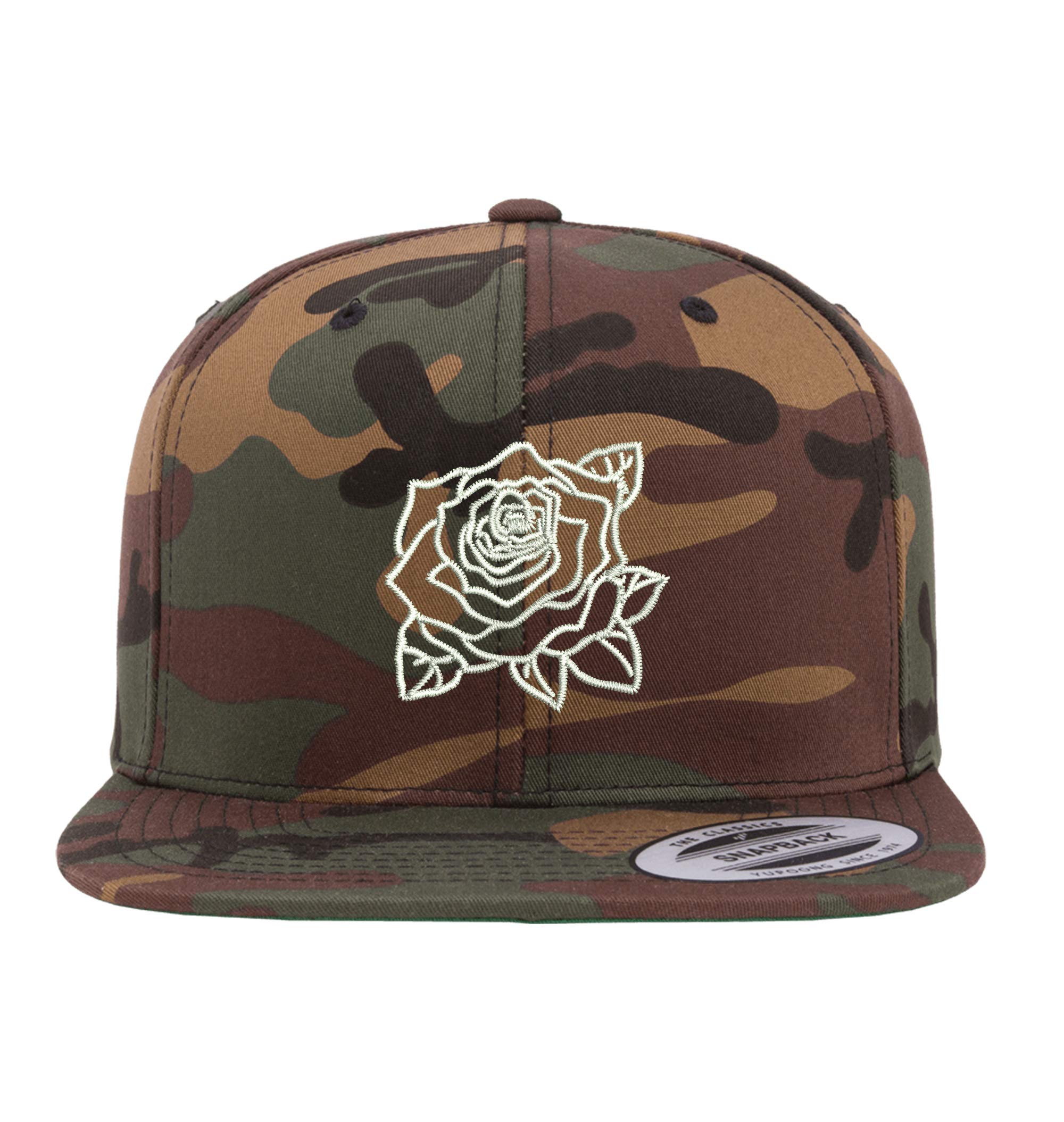 Rose Stem Flat Bill Snapback Hat - Unisex Baseball Cap with Floral Design for Men & Women | Perfect for Outdoor Activities, Gardening, and Fashion Accessories
