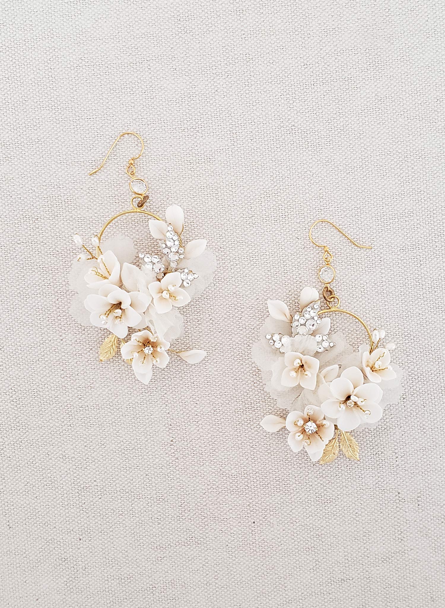 Creamy Blossom & Silk Flower Earrings - Style #951 | Elegant Floral Dangle Earrings for Women, Weddings, Parties & Special Occasions