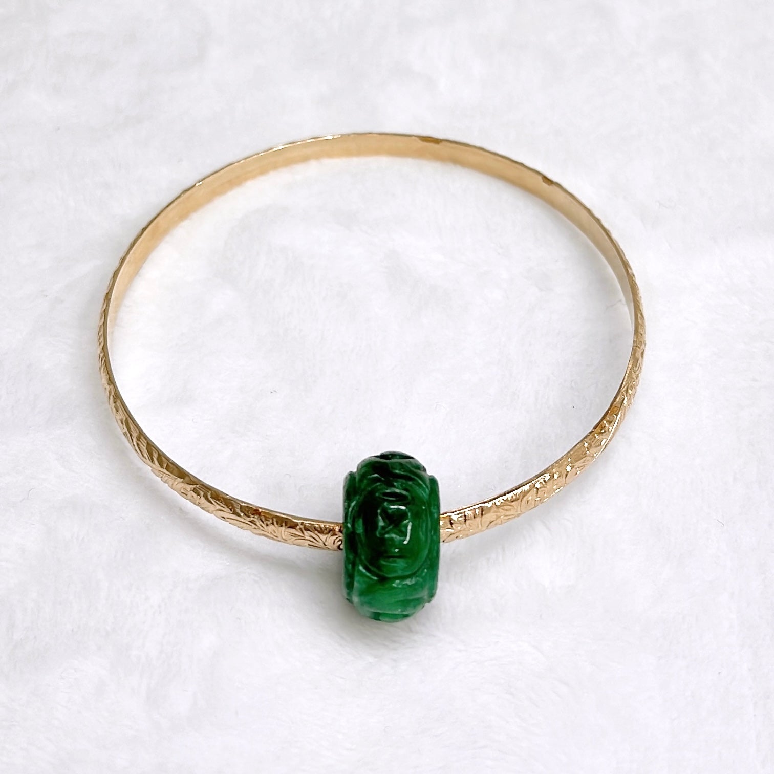 Bangle ALII Rondelle Carved Jade Bead Bracelet (B566) - Elegant Handmade Jewelry for Women, Perfect for Weddings, Parties & Gifts
