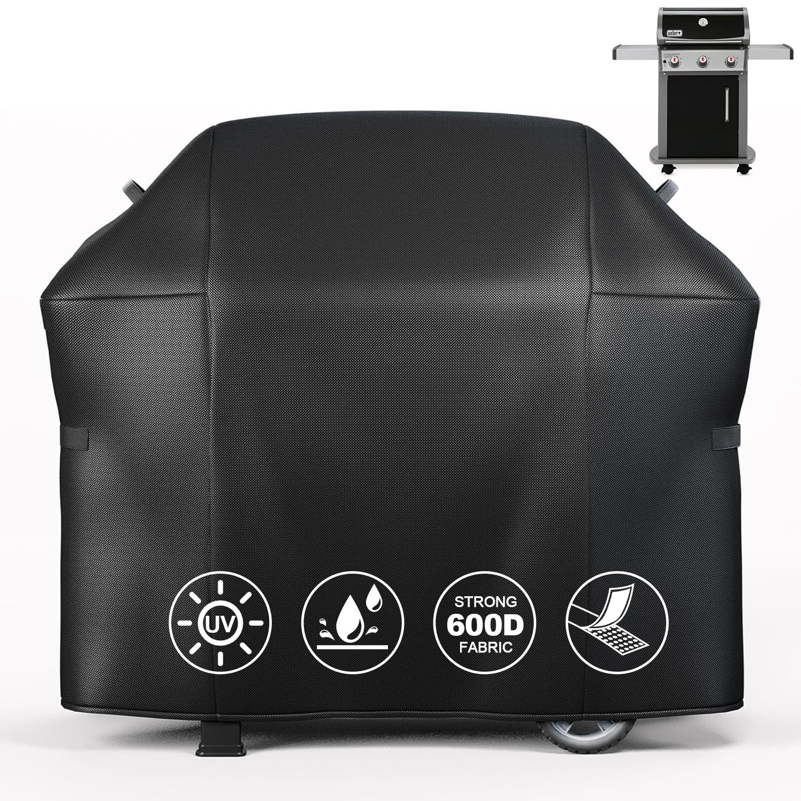 51 Inch Heavy Duty BBQ Grill Cover for Weber Spirit 300 & Spirit II 300 Series (E310, E315, E330) - All-Weather, UV Resistant, Fade Proof Gas Grill Protection - Perfect for Backyard BBQs, Patio Parties & Outdoor Cooking