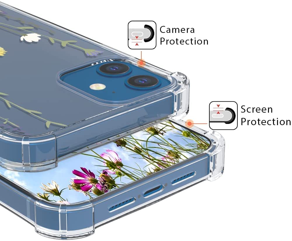 **YESPURE Daisy Flower Case for iPhone 12/12 Pro 6.1 Inch - Cute Daisy Pattern, Slim Crystal Clear Soft TPU Bumper, Shockproof Protective Cover - Perfect for Everyday Use, Travel & Gift Giving**