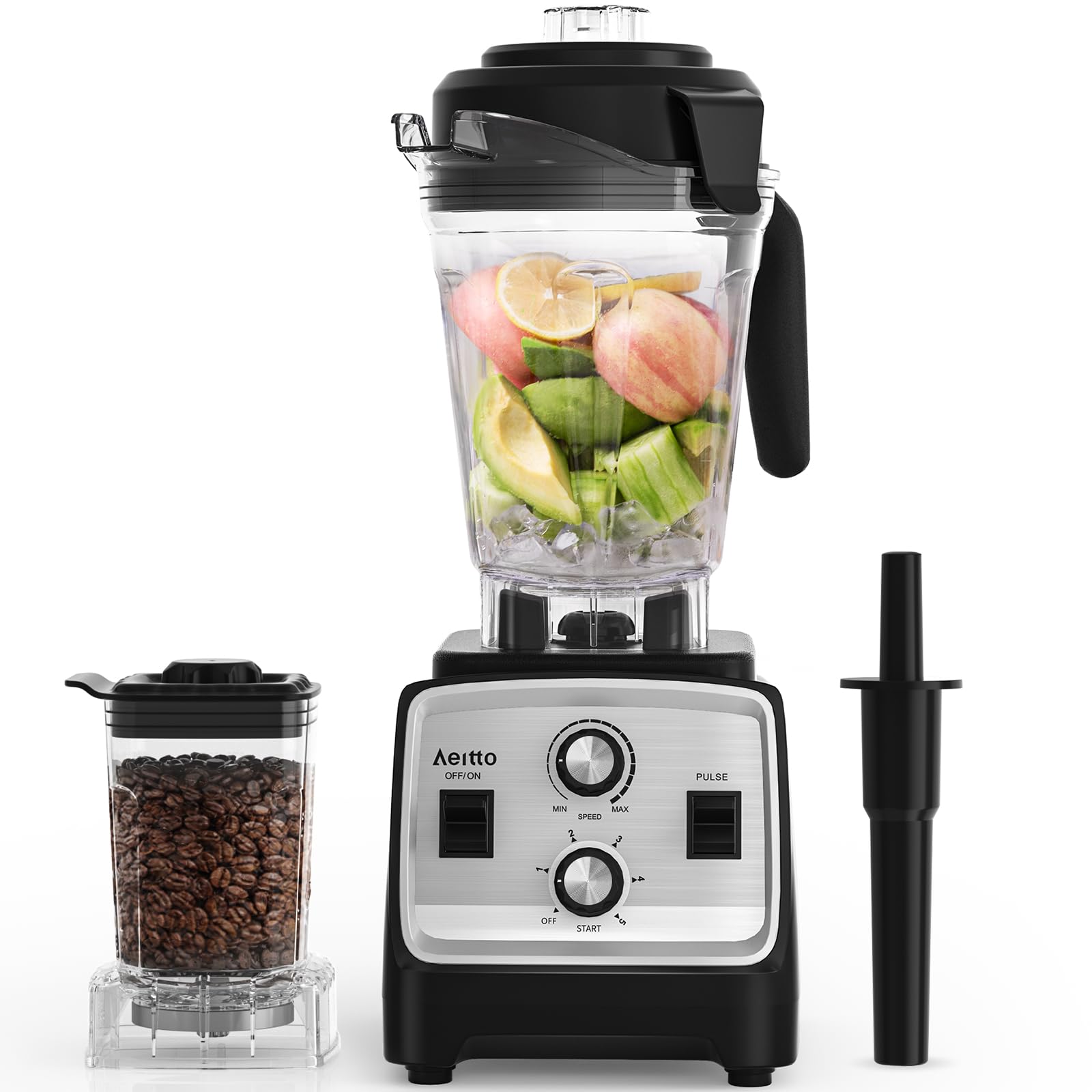 Aeitto 1800W Professional Blender and Grinder Combo - 85oz BPA-Free Large Capacity Countertop Blender for Smoothies, Ice Crushing, Frozen Drinks - Perfect for Home Kitchen, Restaurants, and Healthy Meal Prep (Silver)