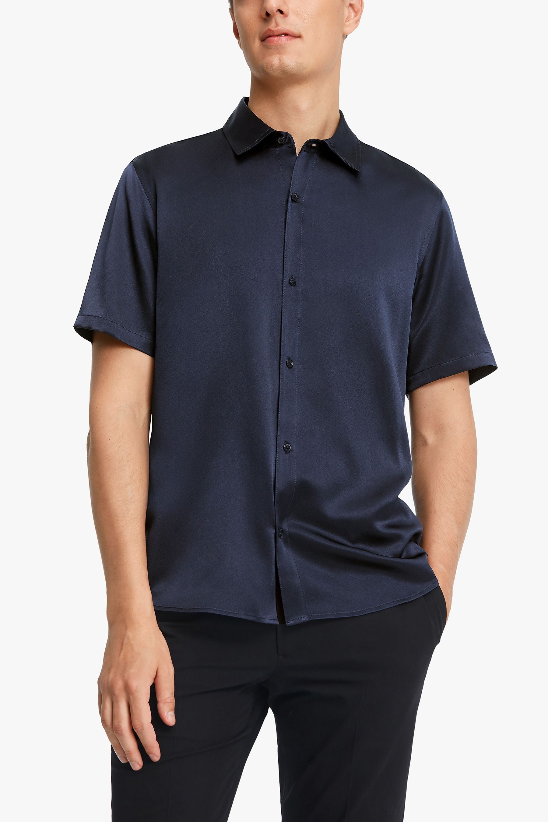 Premium Men's Short Sleeve Silk Shirt - Breathable & Comfortable Summer Business Casual Wear for Office & Outdoor Events