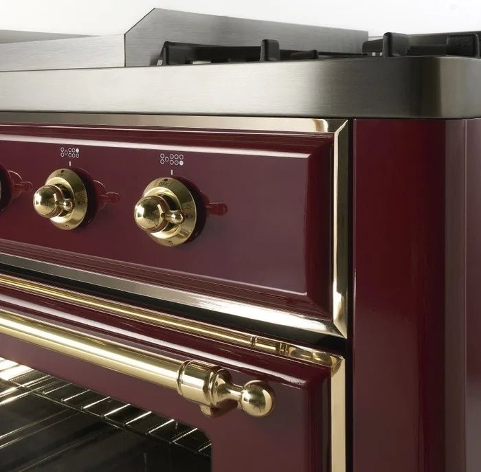 ILVE Majestic II 36 Inch Dual Fuel Freestanding Range - Natural Gas, Blue Grey with Chrome Trim (UM09FDNS3BGC) - Perfect for Gourmet Kitchens & Professional Chefs