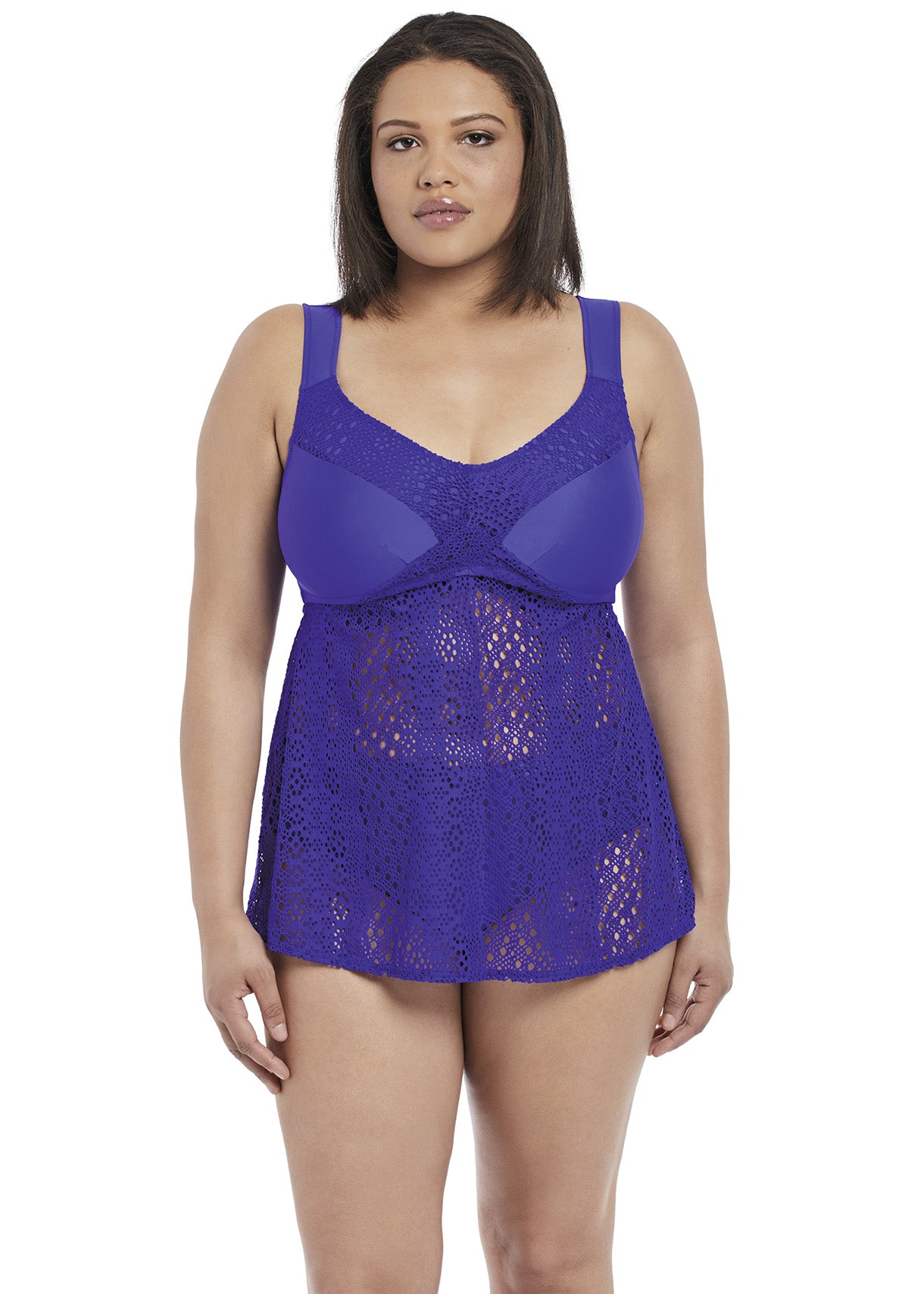 Elomi Indie Twist Front Tankini Swimsuit - Indigo Blue | Supportive Plus Size Swimwear for Women | Perfect for Beach Vacations & Poolside Relaxation