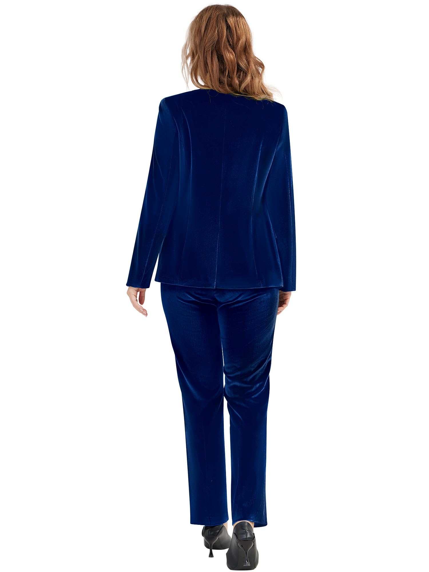 Women's 2-Piece Velvet Suit - Notch Lapel One-Button Slim Fit Blazer & Pants Set for Business, Party & Wedding | Formal Office Attire, Evening Events & Special Occasions