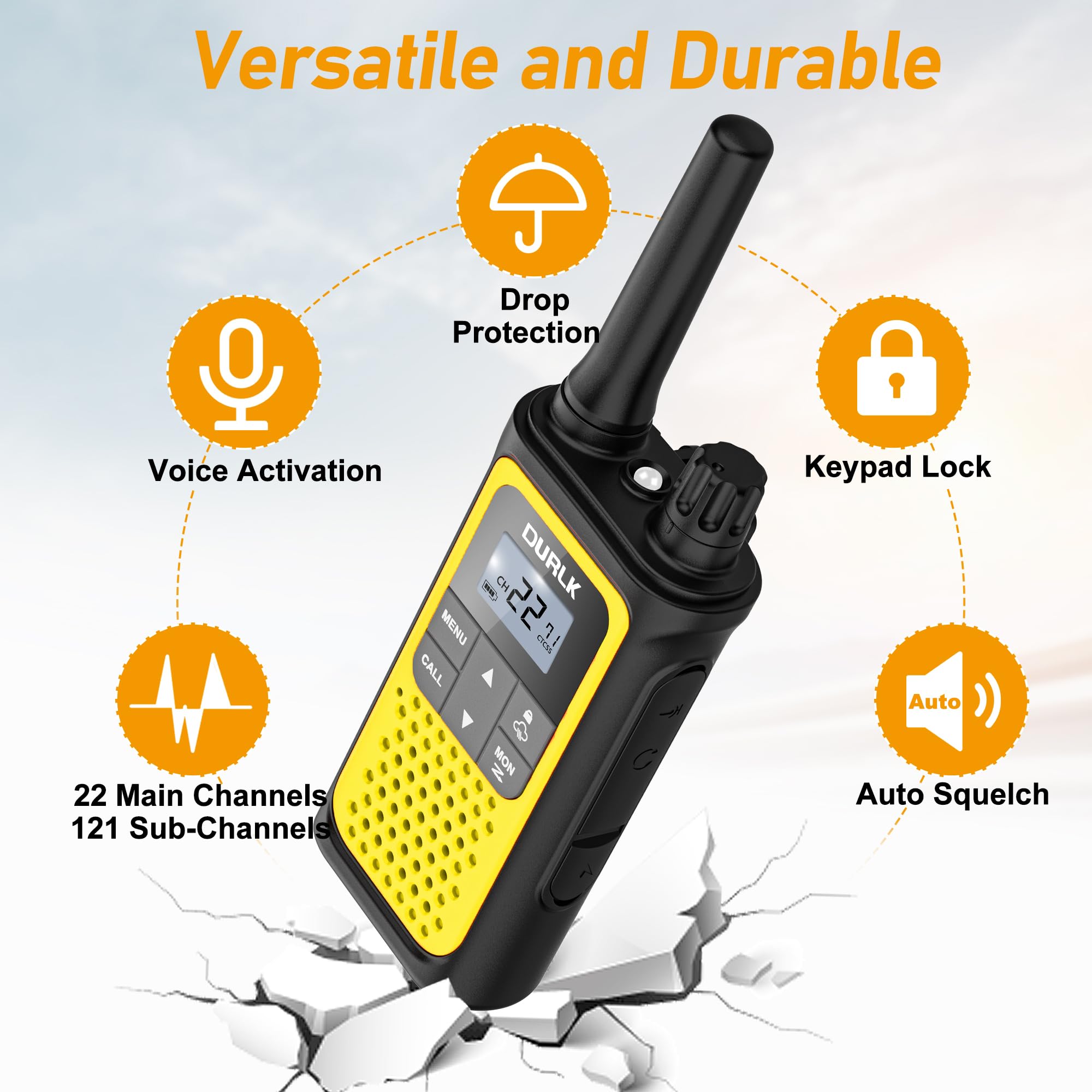 Rechargeable Long Range Walkie Talkies 4 Pack - 22 FRS Channel 2 Way Radios with NOAA Weather Alert, 1800mAh Li-ion Battery & USB-C Charger for Adults - Perfect for Hiking, Camping, Cruises, and Outdoor Adventures