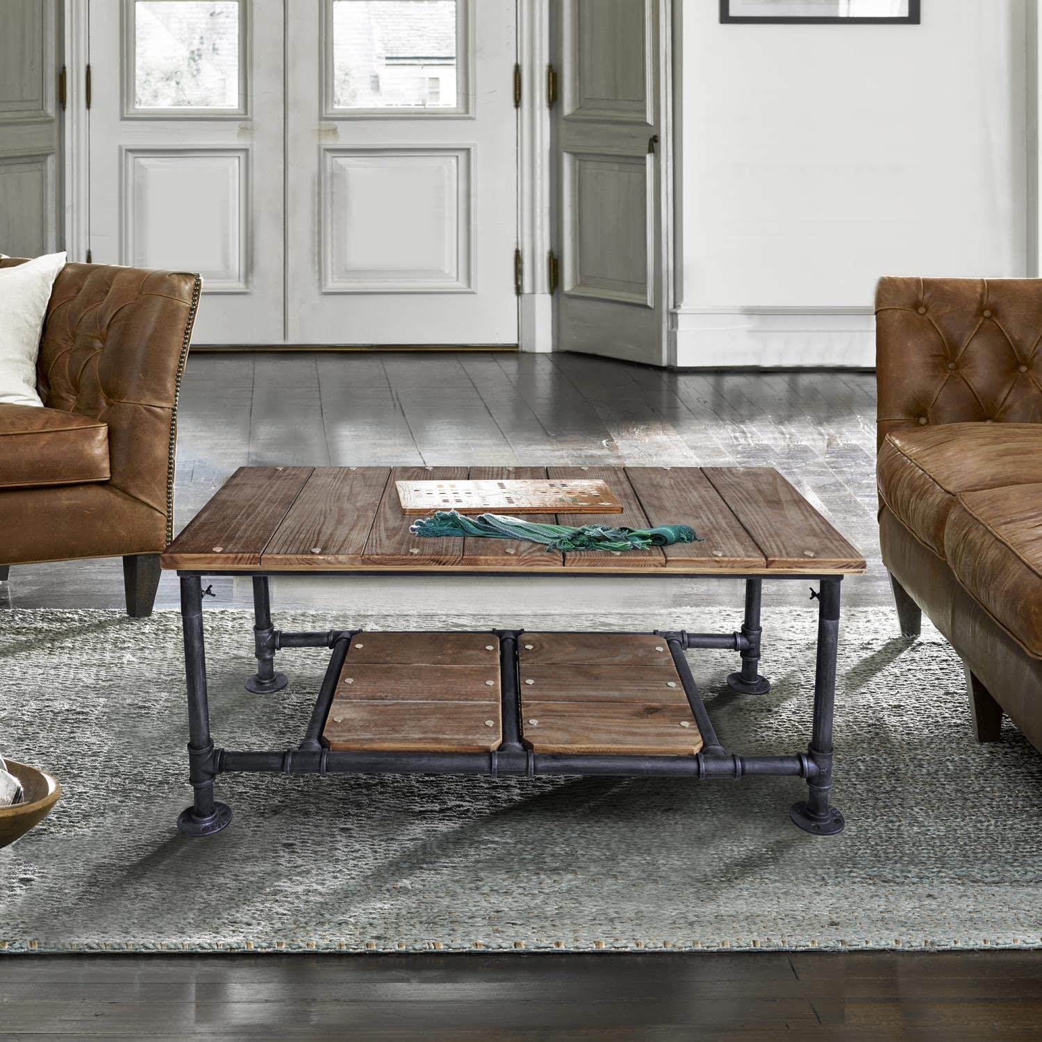 Armen Living Kyle Coffee Table - Industrial Grey Finish, Modern Industrial Style Living Room Furniture for Home Decor & Small Spaces