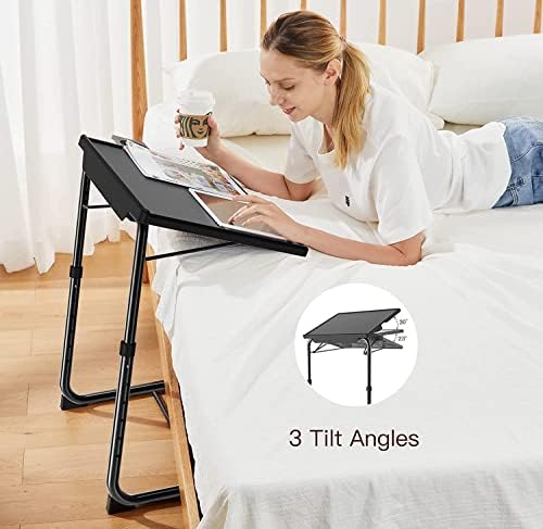 Adjustable TV Tray Table Stand - 6 Height & 3 Tilt Angle Adjustments, Portable Folding Laptop Desk for Bed, Sofa, Floor Use - Perfect for Eating, Working, Reading in Bed or Watching TV (2-Pack) by HUANUO