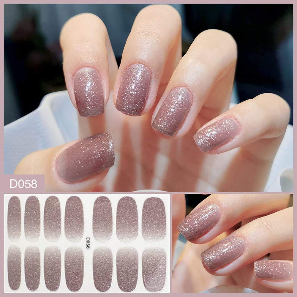 112 Pieces Self-Adhesive Nail Polish Stickers - Full Wrap Nail Strips with 8 Gradient Purple Designs, Shiny Gel Nail Art Decals for Women & Girls | Includes Nail File | Perfect for Manicures, Parties, Weddings & DIY Nail Art