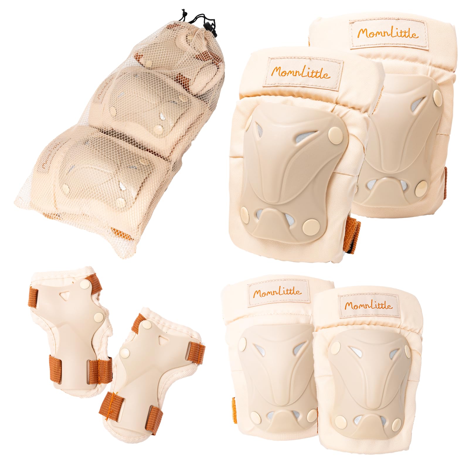 MomnLittle Kids Protective Gear Set - Knee Pads, Elbow Pads & Wrist Guards for Biking, Skateboarding, Scooter & Roller Skating - Safety Equipment for Boys & Girls - Perfect for Outdoor Sports & Playground Activities