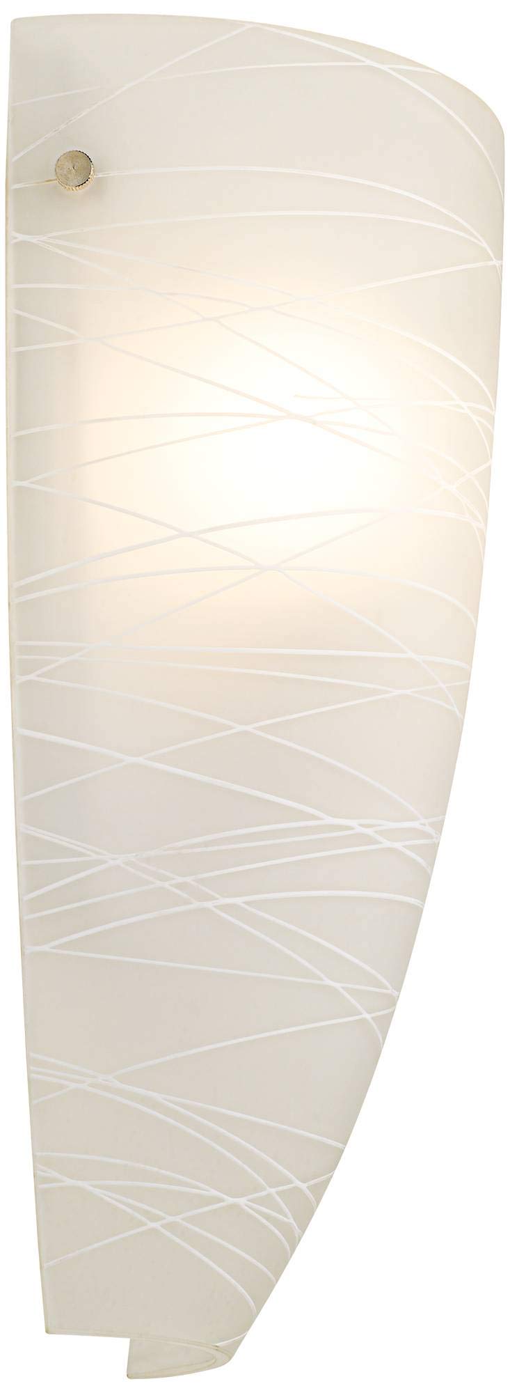 Possini Euro Design Isola Modern Wall Sconces - Set of 2 White Striped Glass Hardwired Light Fixtures (13.25