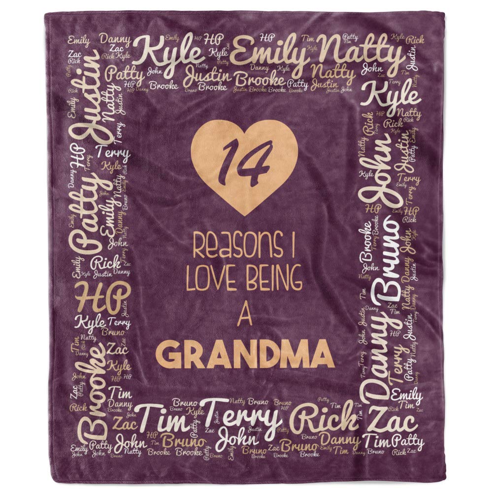 Personalized Family Fleece Blanket - Custom Blanket with Names for Mom, Grandma, Grandpa - Soft Throw Blanket for Gifts, Home Decor & Cozy Nights