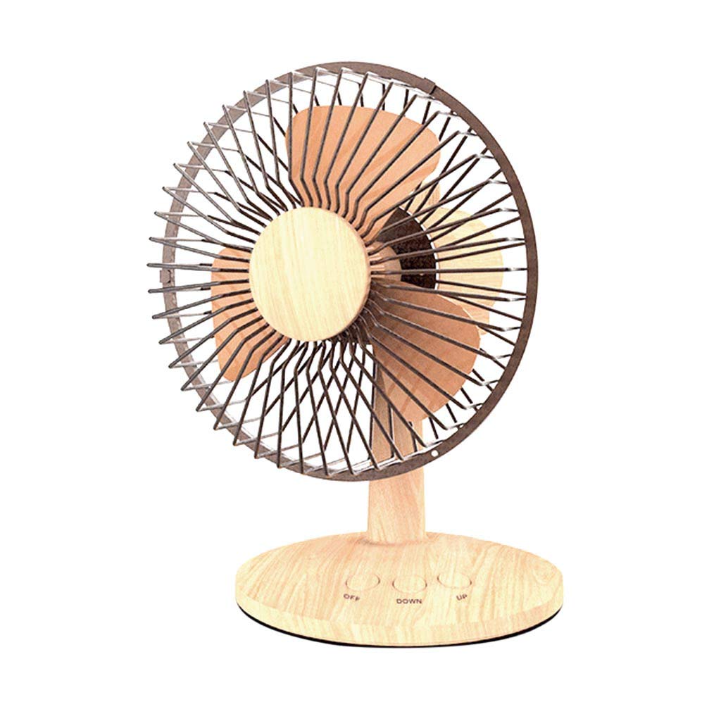 Portable Wooden Retro Desk Fan - Small Shaking Head Fan with Wood Grain Design for Office, Home & Travel Use - Quiet Cooling Personal Fan for Work, Study & Outdoor Activities