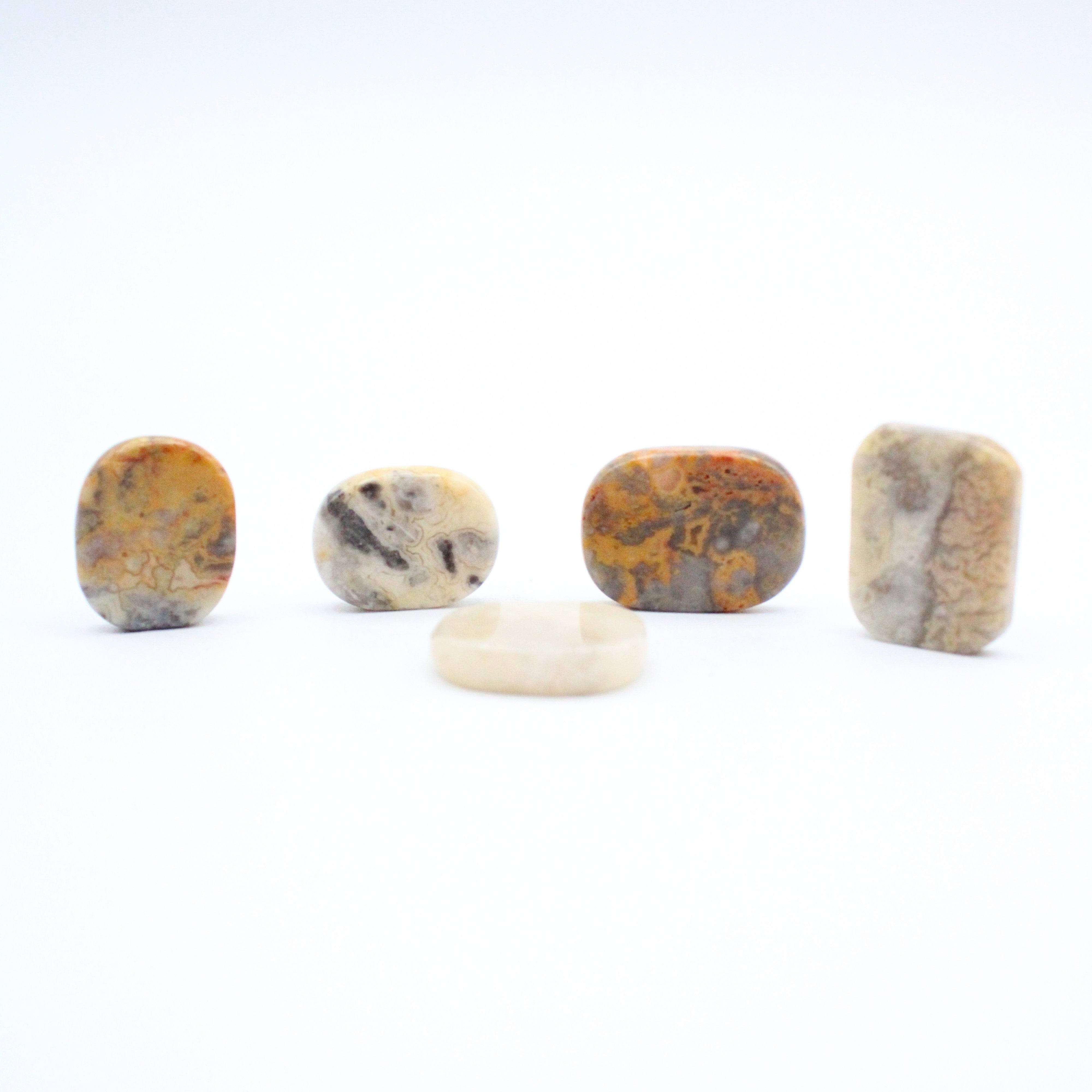Premium Crazy Lace Agate Thumb Stones - Natural Healing Pocket Worry Stones for Stress Relief & Meditation - Perfect for Anxiety Relief, Mindfulness Practice, and Office Desk Decor