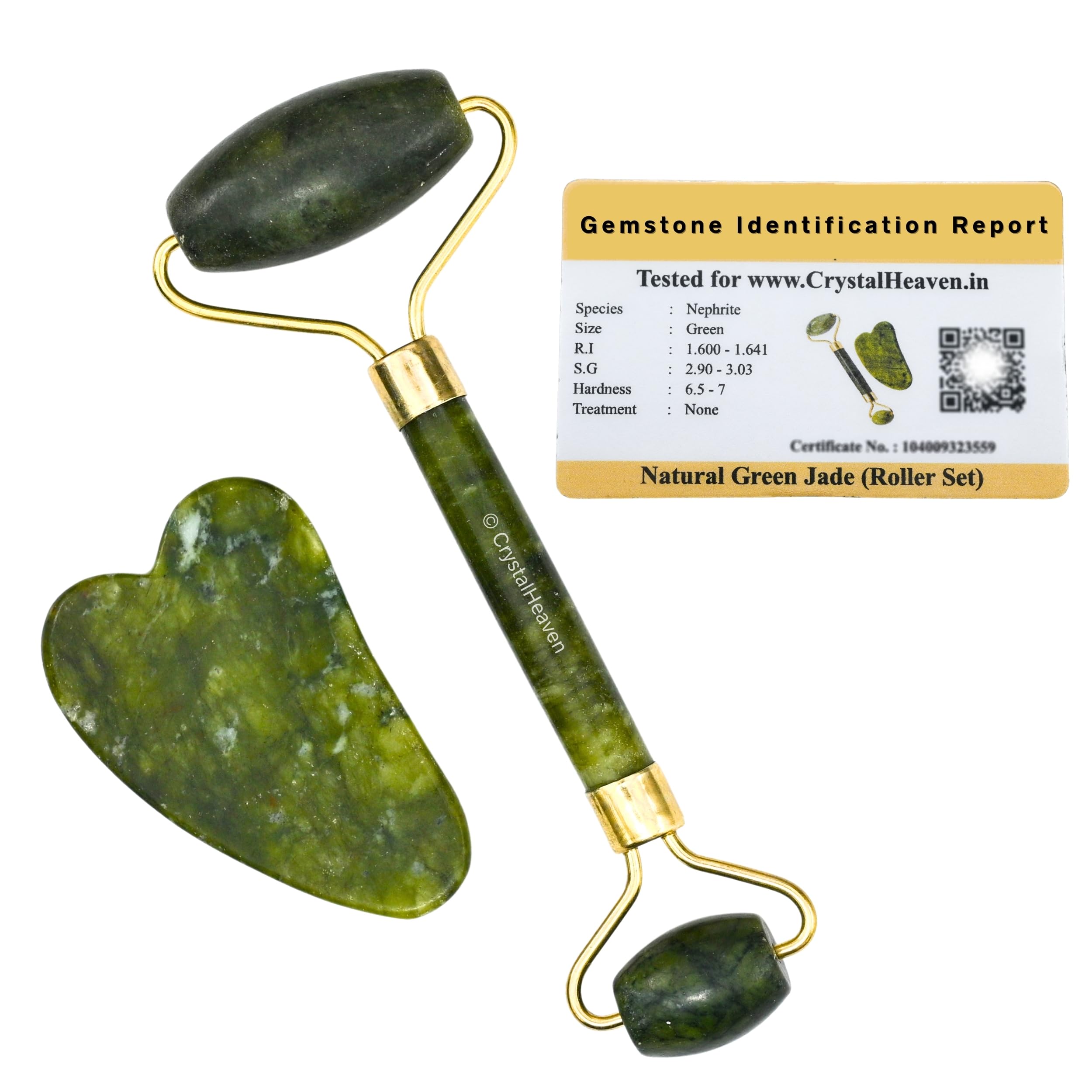 Certified Jade Roller and Gua Sha Set for Face Massage - Green Jade Facial Roller & Gua Sha Tool Combo for Women | Skincare, Anti-Aging, Puffiness Relief | Perfect for Morning Routine, Spa Day, and Self-Care Rituals