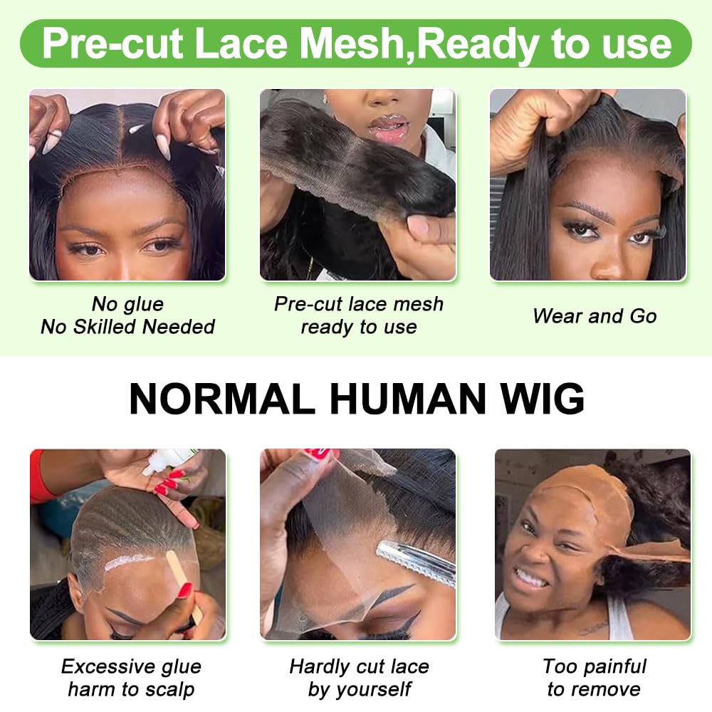 13x4 Glueless HD Lace Front Wig - 30 Inch Pre Plucked Body Wave Human Hair Wig 200% Density | No Glue Wear & Go | Perfect for Black Women | Great for Daily Wear, Parties & Special Occasions