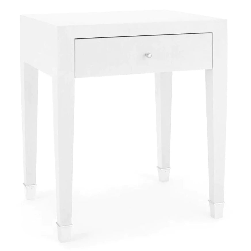 Claudette Cream One Drawer Side Table with Nickel Hardware - Perfect for Living Room, Bedroom, or Office Nightstand