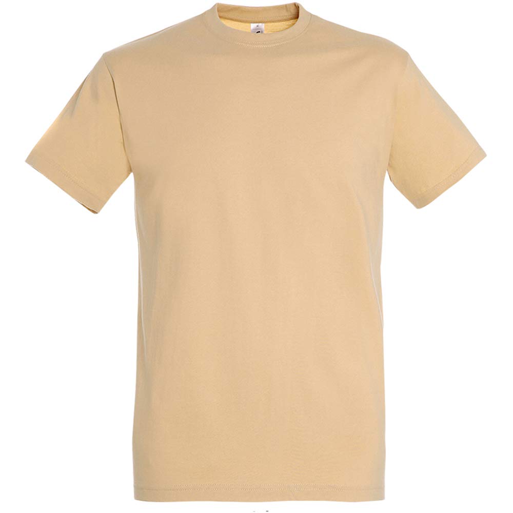 SOLS Men's Imperial Heavyweight Short Sleeve T-Shirt - Premium Cotton Crew Neck Tee for Casual Wear & Everyday Comfort (Size M, Sand Color) - Perfect for Work, Gym & Weekend Outings