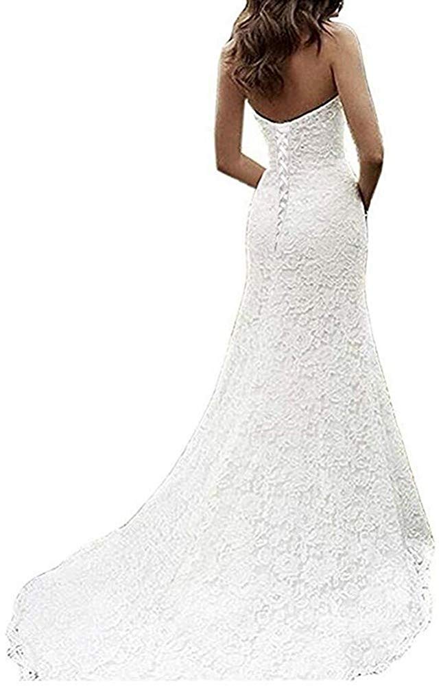 Elegant Mermaid Lace Wedding Dress for Women 2025 - Long Boho Beach Bridal Gown with Simple Design RWD70 | Perfect for Beach Weddings, Boho Chic Ceremonies & Romantic Outdoor Vows