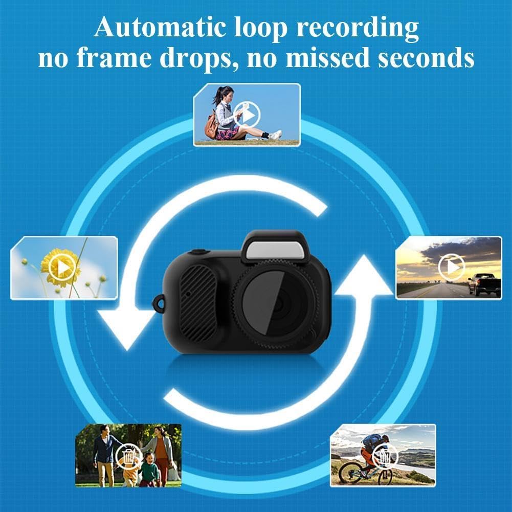 Trredrins Keychain Camera - 1080P HD Mini Sports Camera with 100 Mins Battery Life, Portable Mini Keychain Camera for Outdoor Adventures, Travel, and Everyday Use