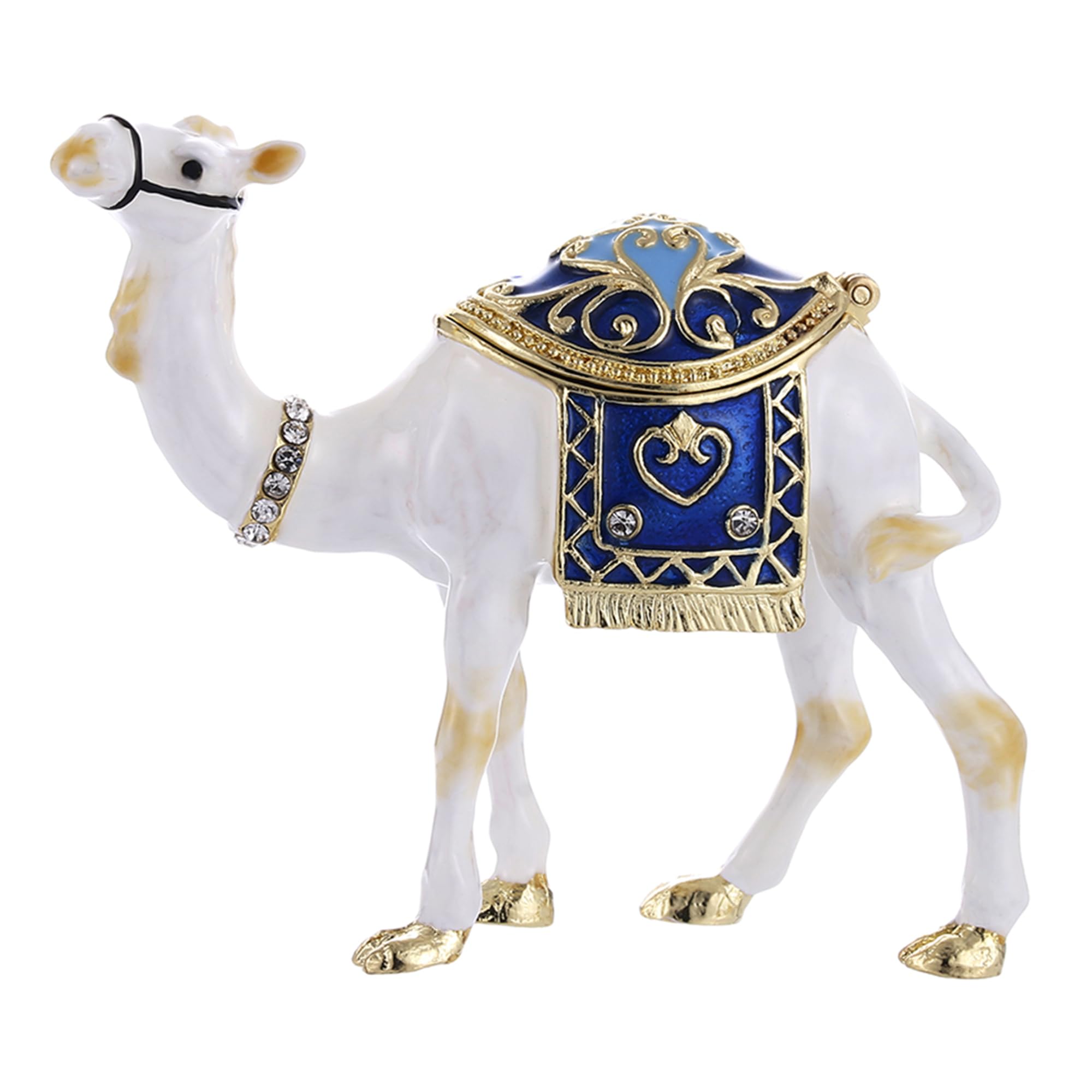 Hand-Painted Enamel Camel Jewelry Box - Hinged Trinket Organizer for Rings & Necklaces | Classic Bejeweled Storage Box, Collectible Figurine & Home Decor Gift | Perfect for Bedroom Vanity, Travel Jewelry Case & Keepsake Display