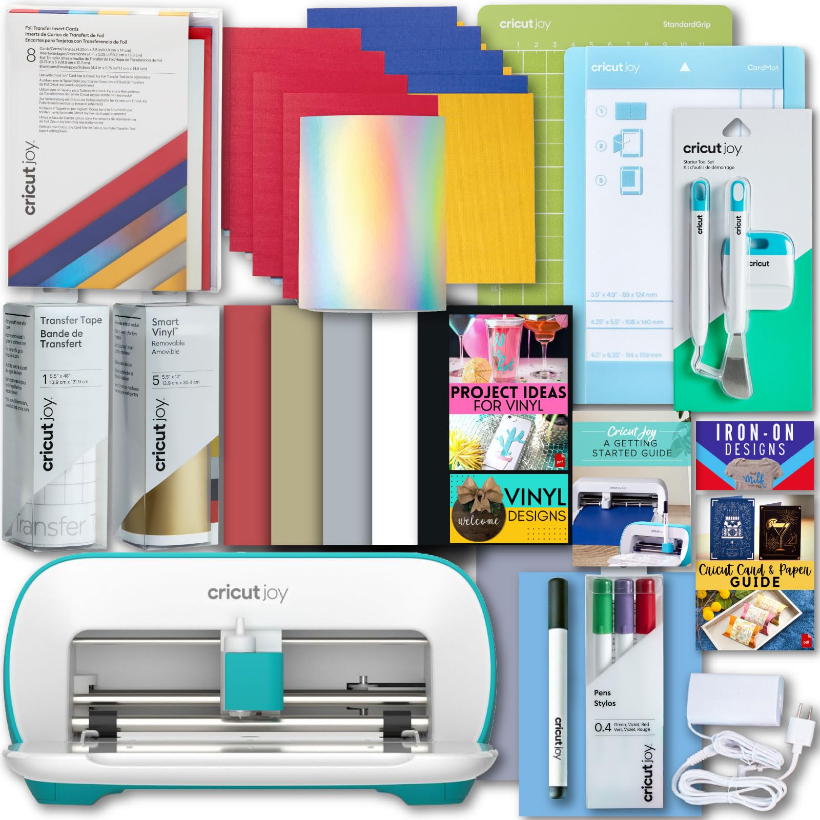 Cricut Joy Compact DIY Cutting Machine Bundle with Card Kit, Smart Vinyl Roll, Cutting Mats & Tools - Perfect for Beginners Crafting Decals, Stickers, Home Decor & Personalized Gifts | Ideal for Scrapbooking, Vinyl Projects & Custom DIY Crafts