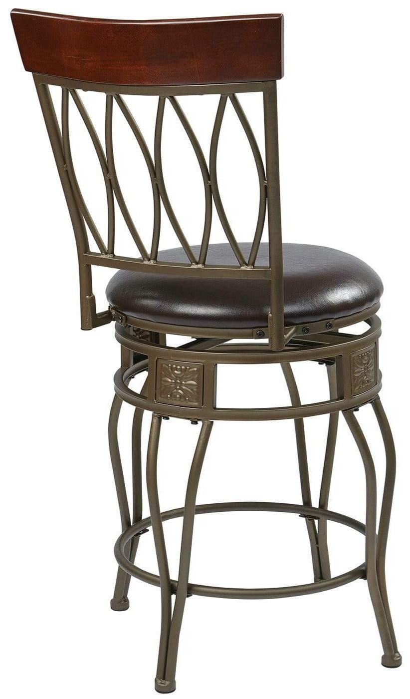 Cosmo Metal Swivel Bar Stool with Espresso Faux Leather Seat - Adjustable Height Counter Stool for Kitchen Island, Home Bar & Dining Room [CSM2630 ES]