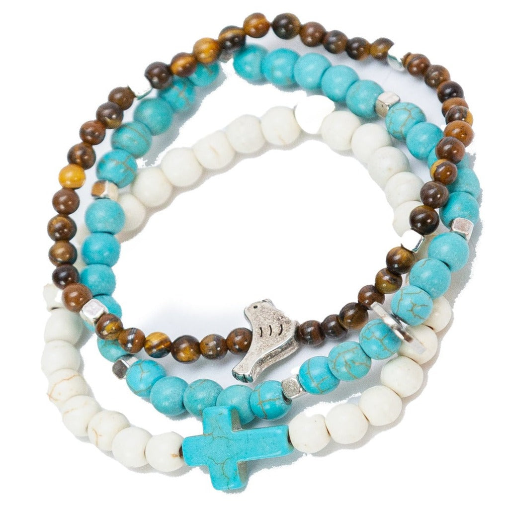 Set of 3 Elegant Beaded Charm Bracelets for Women - Boho Jewelry Gift for Birthday, Anniversary & Everyday Wear