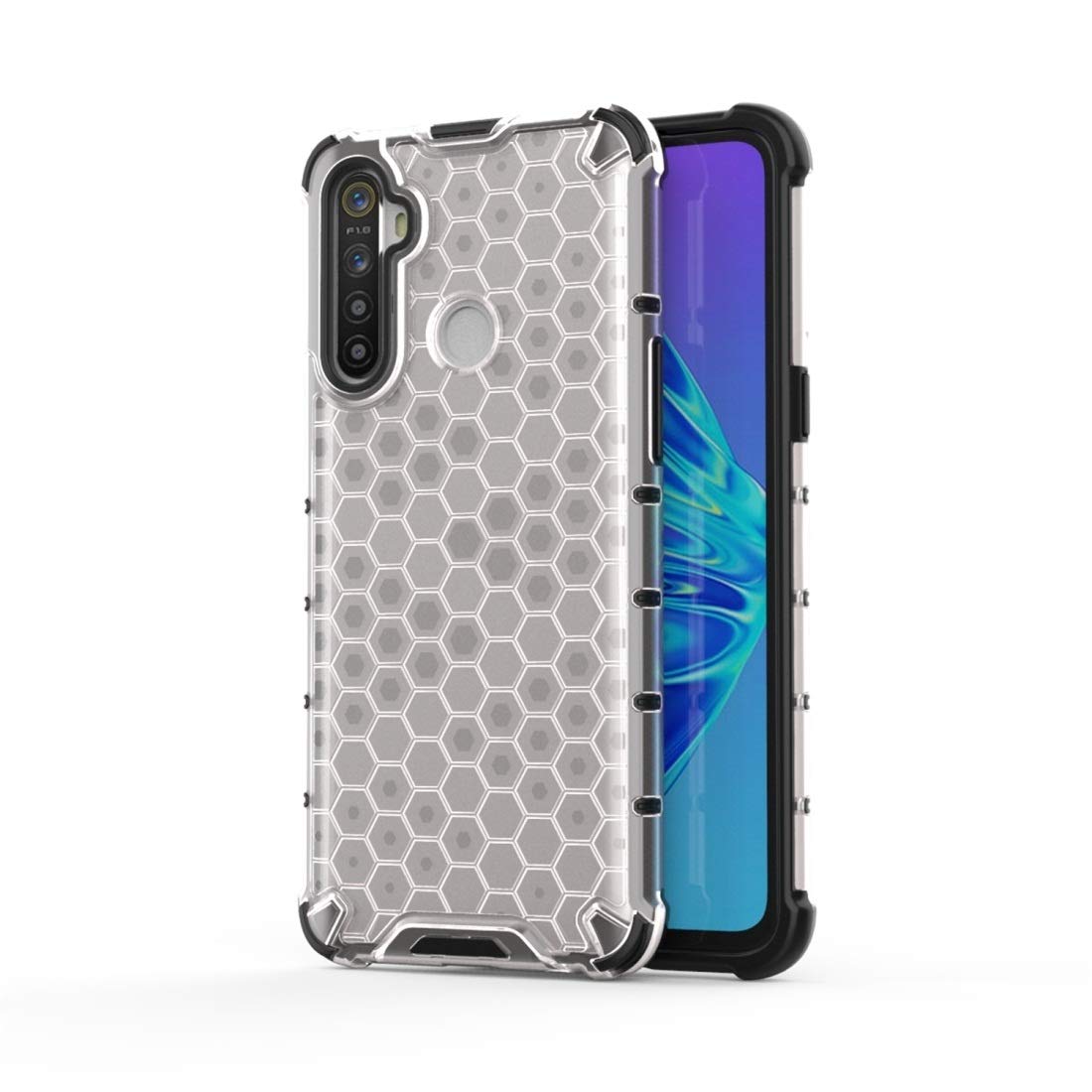 Oppo Realme C3 Shockproof Honeycomb PC + TPU Phone Case - Durable Protective Cover for Smartphone (White) | Perfect for Everyday Use, Outdoor Activities & Travel Protection