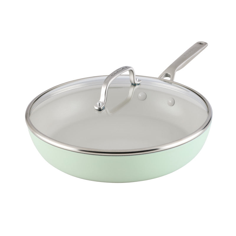 12.25 Inch Hard Anodized Ceramic Nonstick Induction Skillet with Lid - Perfect for Frying, Sautéing & Simmering - Oven & Dishwasher Safe Cookware