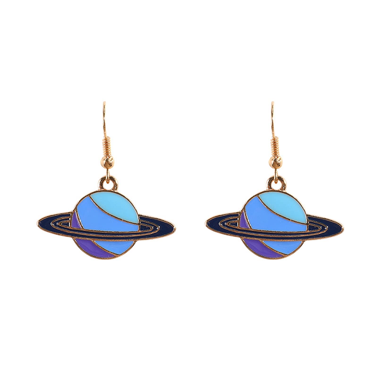 Acrylic Flying UFO Drop Earrings with Moon & Stars - Cute Spaceman Saucer Planet Dangle Earrings for Women | Astronaut Novelty Jewelry Gift for Sci-Fi Lovers, Cosplay & Everyday Wear