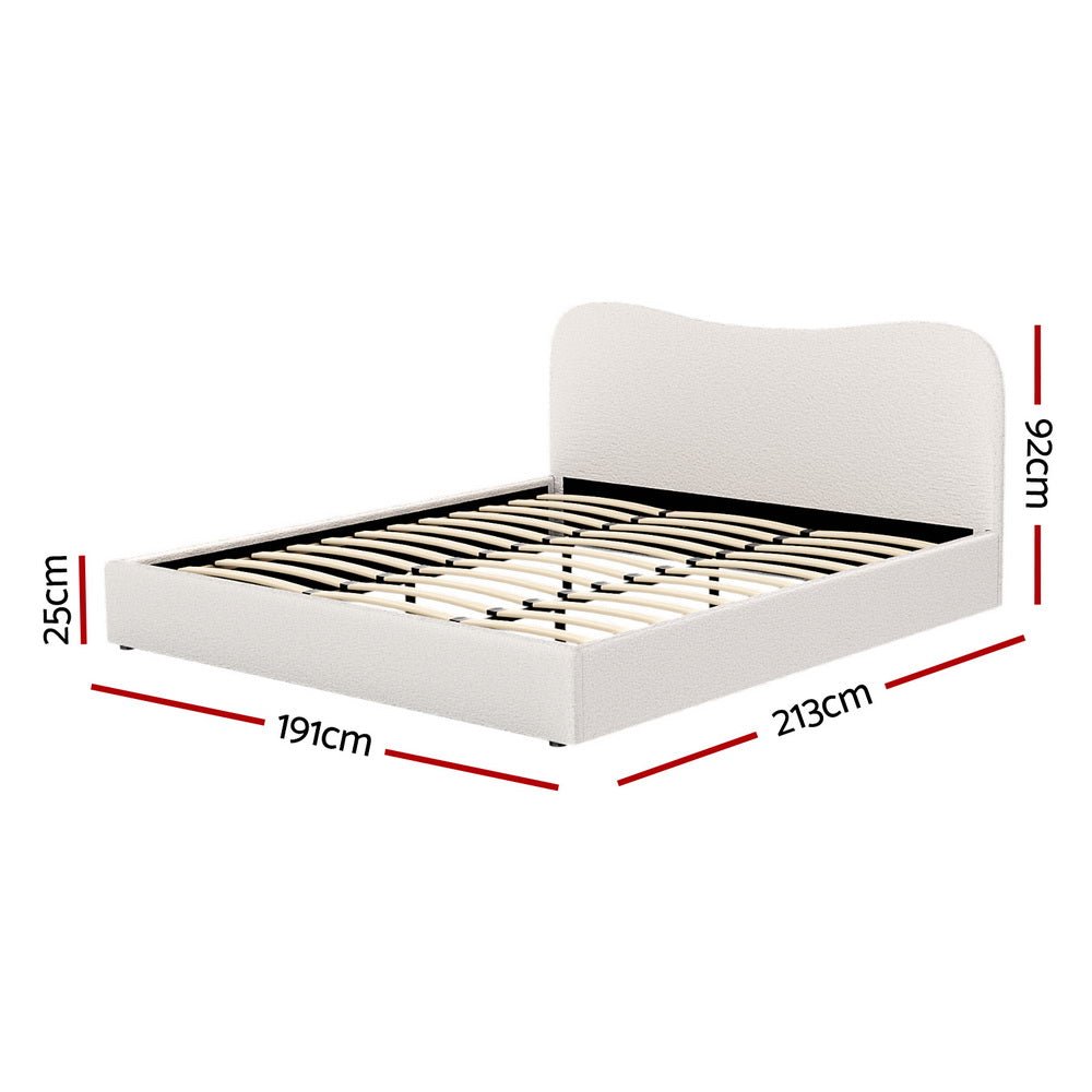 King Size Albany Boucle Bed Frame & Bonita Euro Top Mattress Set - Medium Firm Support for Back Pain Relief - Perfect for Master Bedroom, Guest Room & Apartment Sleeping