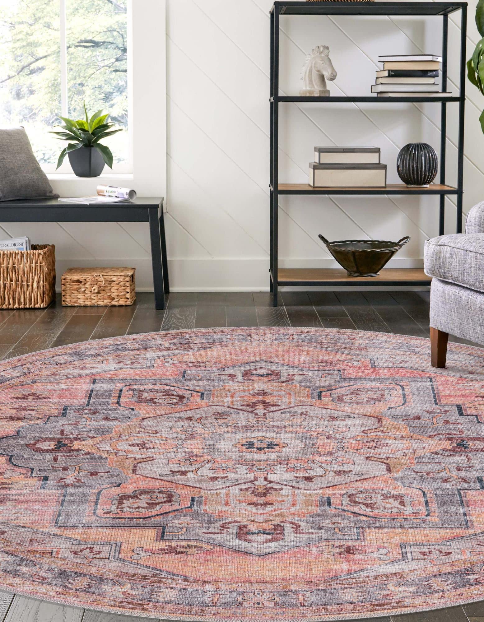 Unique Loom Mangata Collection Round Area Rug - 3'11