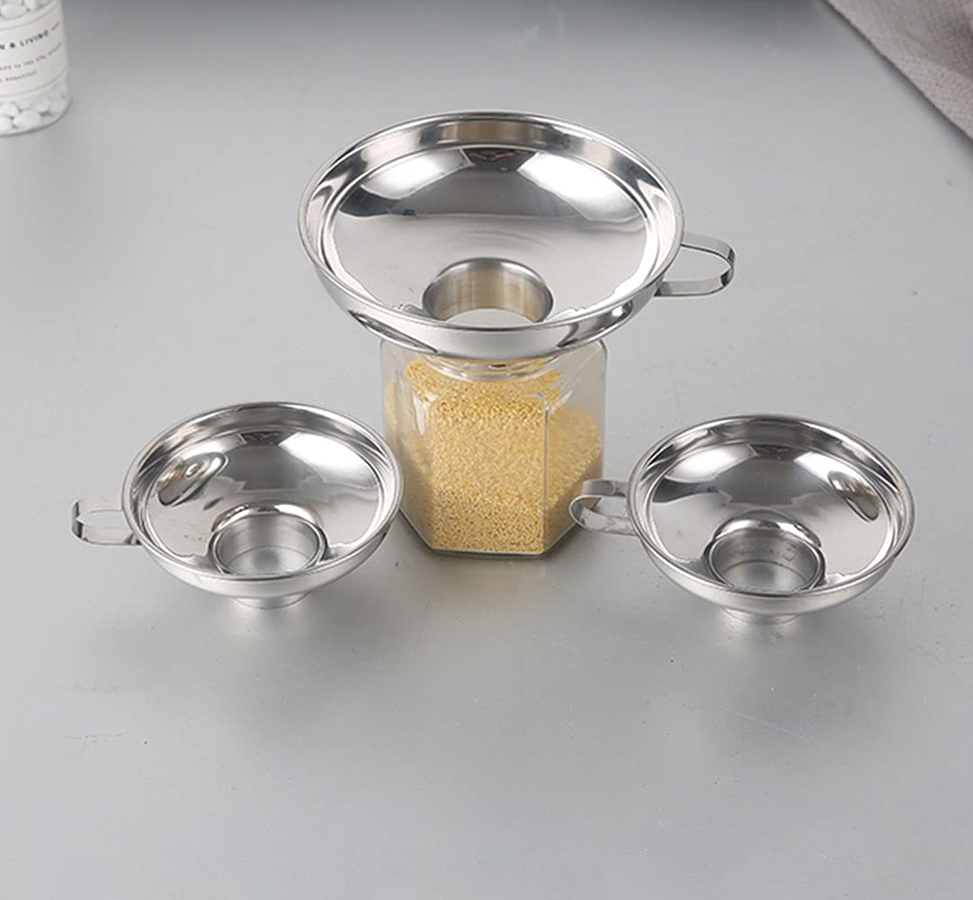 Stainless Steel Canning Funnel for Wide & Regular Jars - Small Kitchen Funnel for Liquids, Spices, Powder, Beans, Jam, Nuts - Mason Jar Accessory with Handle | Perfect for Home Canning, Preserving, Cooking & Baking