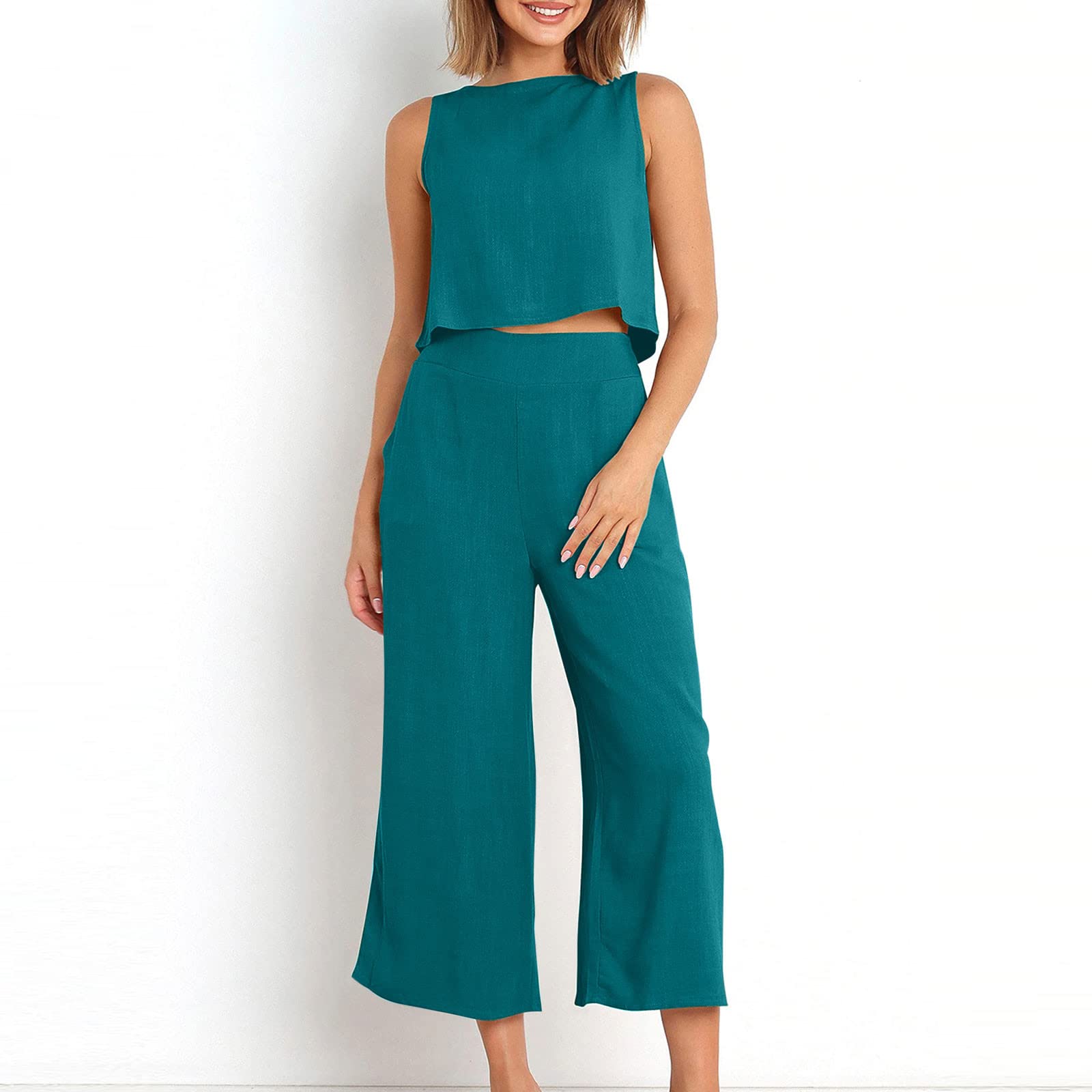 Oelaio Women's 2-Piece Cotton Lounge Set - Casual Pajama & Pants Outfit for Fall | Plus Size Matching Loungewear for Home, Sleep & Relaxation
