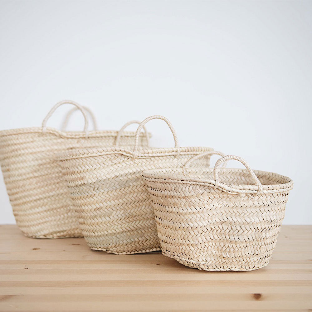 Handwoven Moroccan Palm Leaf Basket - Natural Eco-Friendly Storage for Home & Kitchen | Perfect for Fruits, Bread, and Decor