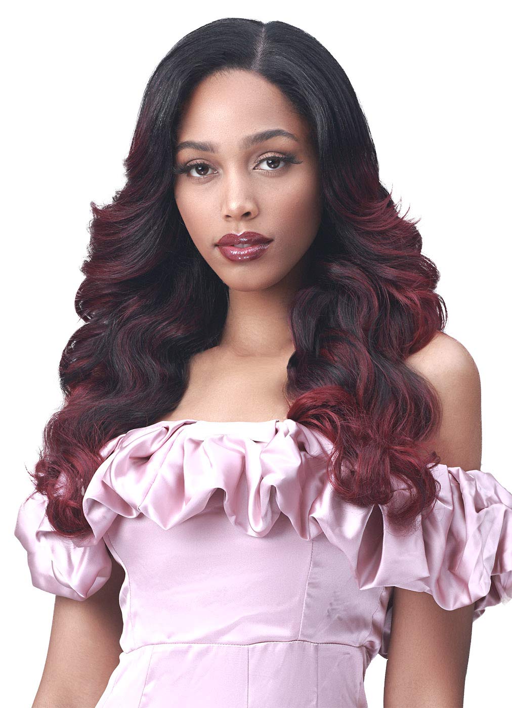 Bobbiboss 13x7 HD Lace Front Wigs for Women - Long Curly Burgundy Synthetic Hair Wig with Baby Hair, Heat Resistant & Natural Looking | Perfect for Cosplay, Parties & Daily Fashion (OL1B.BUG)