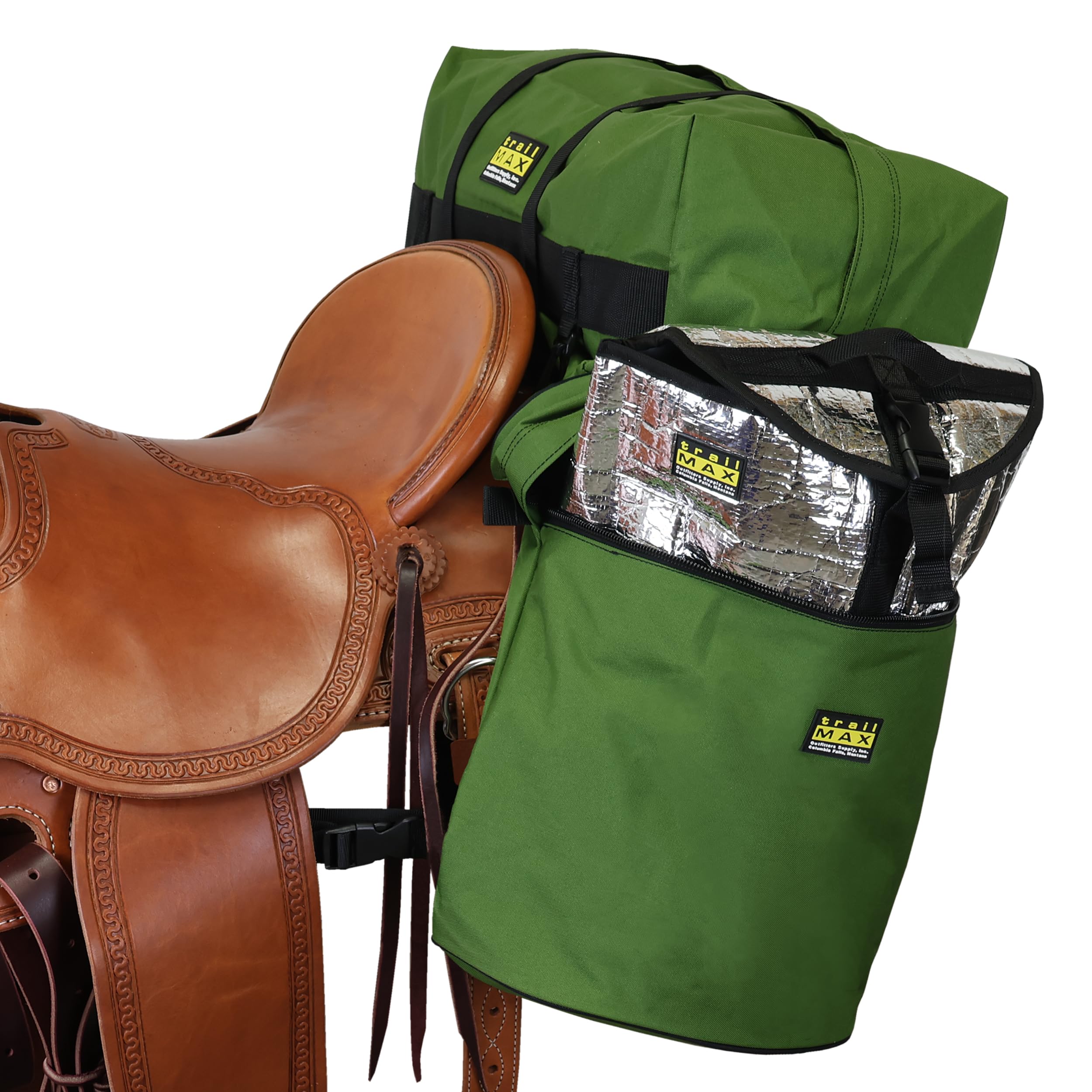 **TrailMax Large Insulated Horse Saddlebags for Trail Riding - Detachable Cantle Bag Set - Western & Endurance Saddles - Perfect for Long Rides, Camping & Outdoor Adventures**